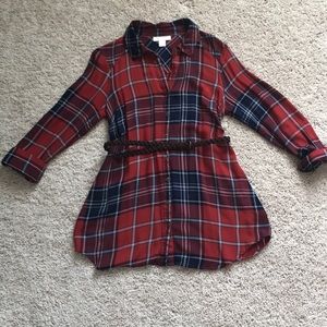 Red and Blue Plaid Maternity Shirt